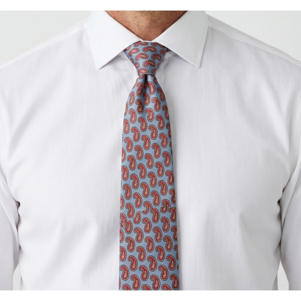 Hardy Amies London Silk Tie Paisley Blue Red Narrow 3.1" Classic Necktie
